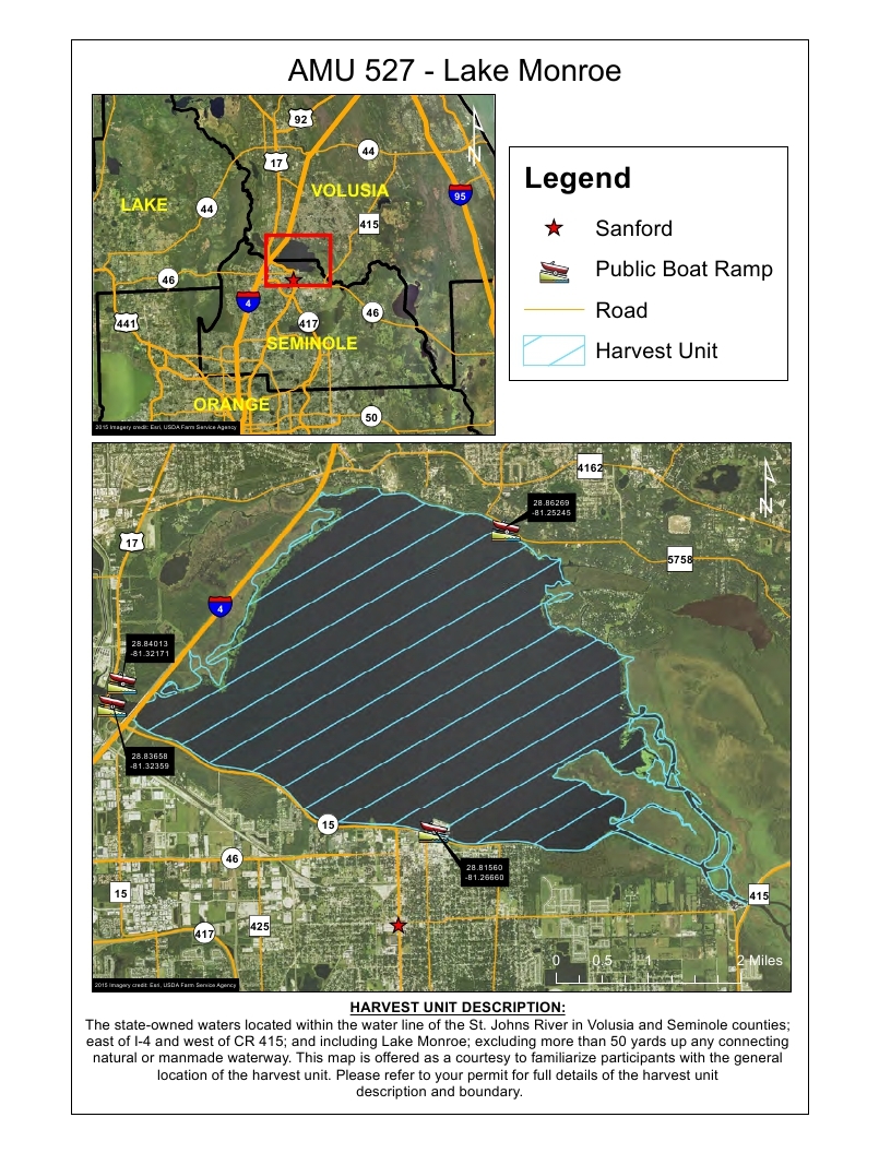 lake monroe gator hunting map